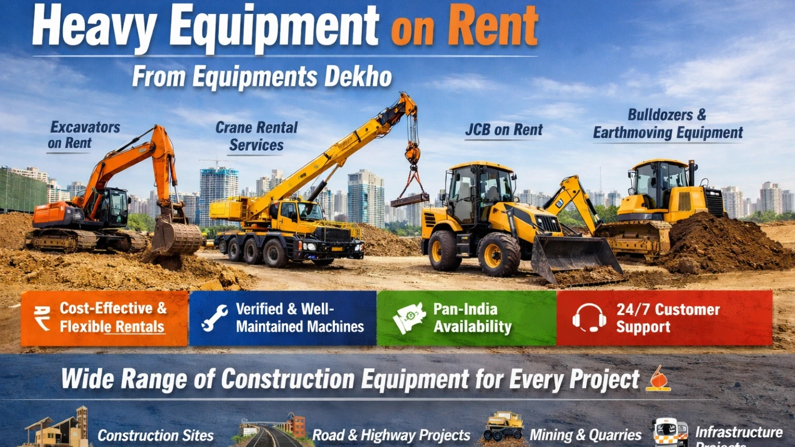 Heavy Equipment on Rent From Equipments Dekho